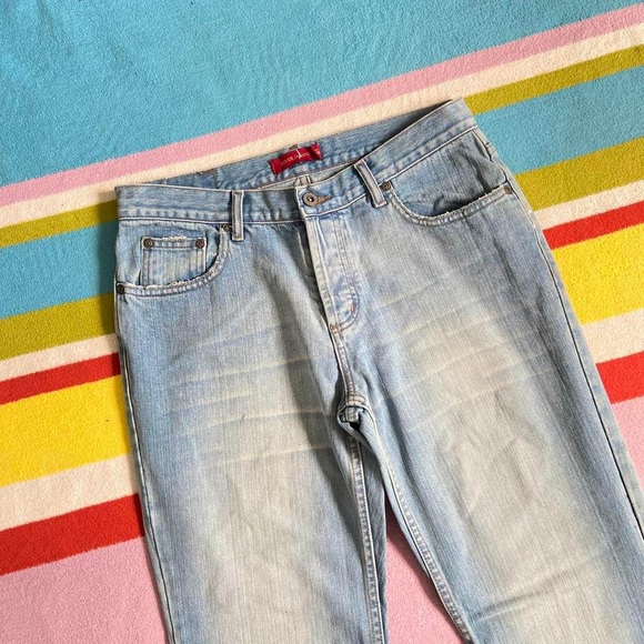 Y2K Early 2000s Vintage River Island Boyfriend Bootcut Blue Jeans 12 Acid Wash. - Picture 2 of 7